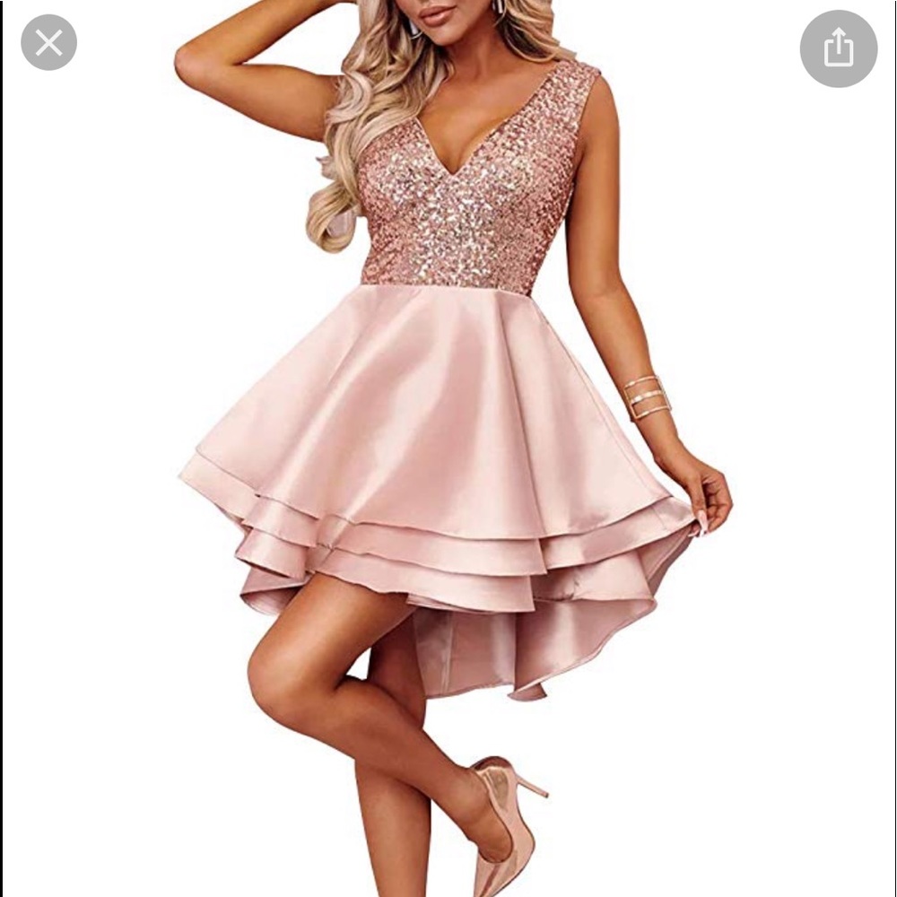Pink multi layer dip hem skater